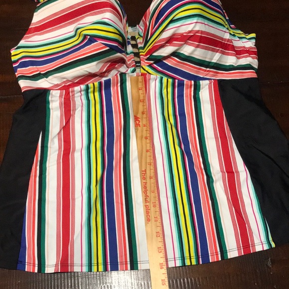 Lane Bryant Cacique Swim Tankini Top 46DD Full Bra EUC Stripe Beach Underwire - Picture 11 of 11